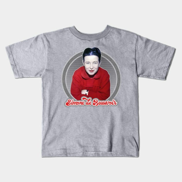 Simone de Beauvoir / Retro Fan Design Kids T-Shirt by DankFutura